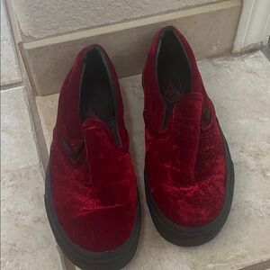 Vans Rich Red Velvet Boat Shoes